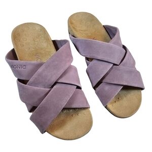VIONIC Lavender Suede Crisscross Sandals, Comfortable Arch Support, Size 7.5 EUC